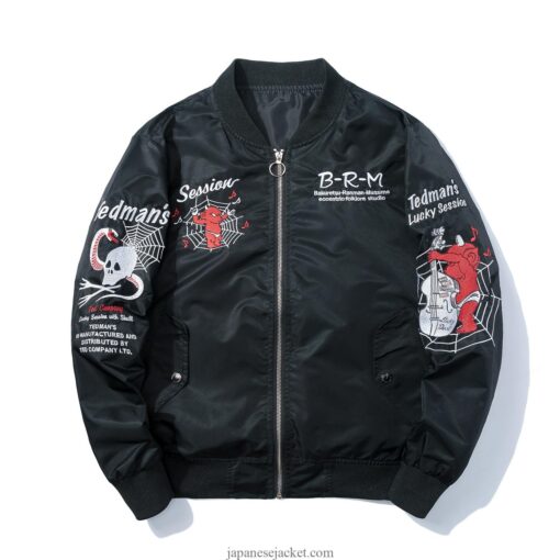 Baby Demon and Skull Snake Embroidered Souvenir Pilot Jacket 1