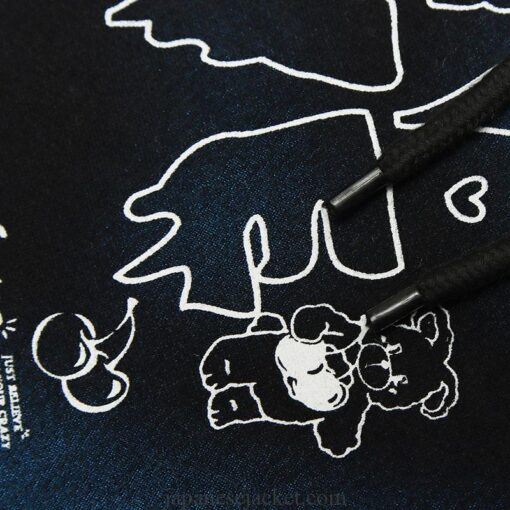 Hooded Graffiti Heart Letter Bear Japan Print Streetwear Jacket 5