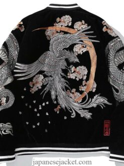 Phoenix Half Moon Dual Dragon Embroidered Sukajan Souvenir Jacket