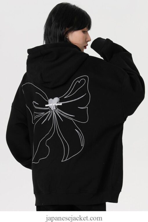 Hooded Bowknot Print Streetwear Japanese Jacket 12
