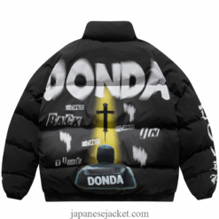 Parka Graffiti Letter Print Padded Donda Japanese Streetwear Jacket