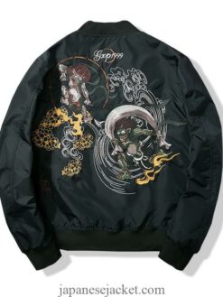 Two Japanese Demons Embroidered Sukajan Souvenir Jacket  1