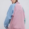 Color Block Patchwork Heart Pocket Streetwear Japan Jacket 12