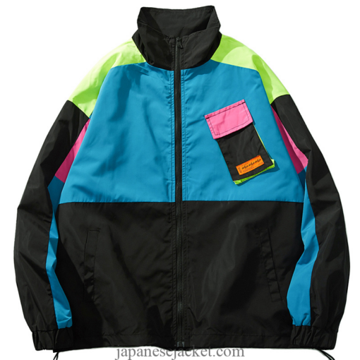 Retro Color Block Patchwork Harajuku Japan Streetwear Jacket 3