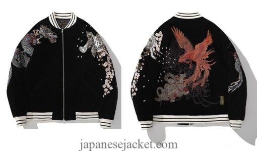 Legendary Creatures Tiger Turtle Dragon Phoenix Embroidered Sukajan Souvenir Jacket 10