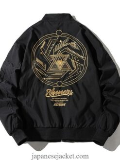 Pyramid and Circle Pattern Embroidered Souvenir Pilot Jacket 1