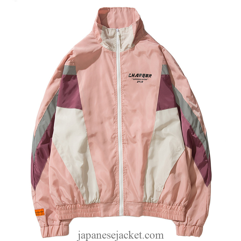 Harajuku Hip Hop Loose Retro Color Block Track Japanese Streetwear Jacket