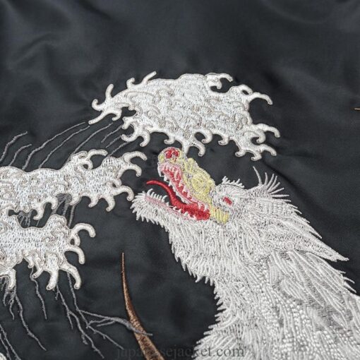 Full Moon White Wolf Embroidered Sukajan Souvenir Jacket 5