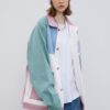 Color Block Patchwork Heart Pocket Streetwear Japan Jacket 11