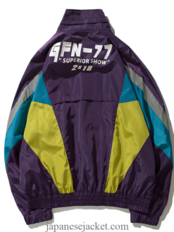 Harajuku Hip Hop Loose Retro Color Block Track Japanese Streetwear Jacket 2