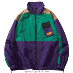 Retro Color Block Patchwork Harajuku Japan Streetwear Jacket