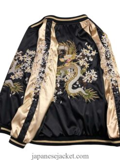 Floral Dragon Embroidered Sukajan Souvenir Jacket [Reversible] 1