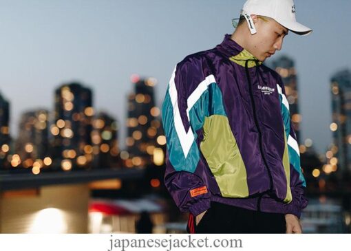 Harajuku Hip Hop Loose Retro Color Block Track Japanese Streetwear Jacket 11