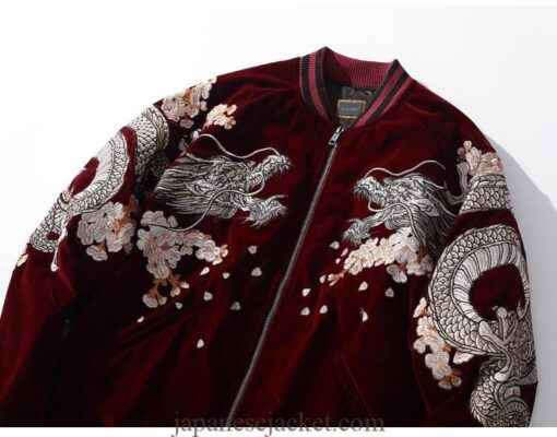 Phoenix Half Moon Dual Dragon Embroidered Sukajan Souvenir Jacket 13