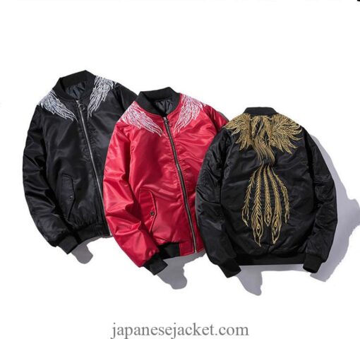 Embroidered Phoenix Wing and Feather Sukajan Japanese Jacket (Many Colors) 1