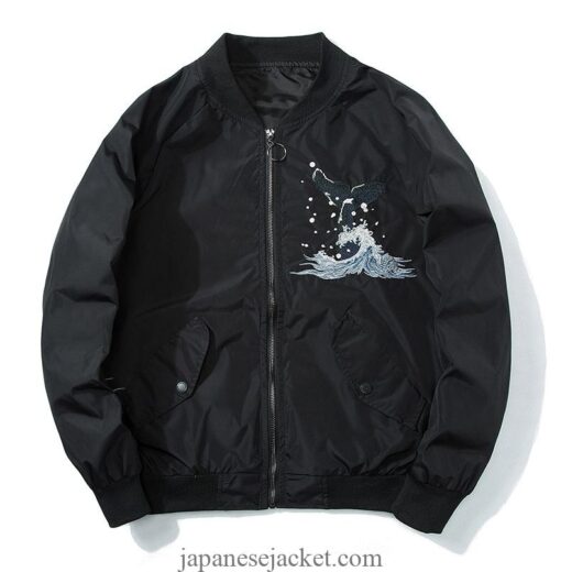 Embroidered Whale The Great Wave Sukajan Japanese Jacket (Black, Green, Red) 1