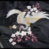 Embroidered Floral Rising Cranes Sukajan Japanese Jacket (Green, Black) 3