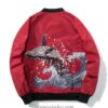 Embroidered Whale The Great Wave Sukajan Japanese Jacket (Black, Green, Red) 10