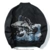 Embroidered Whale The Great Wave Sukajan Japanese Jacket (Black, Green, Red) 8