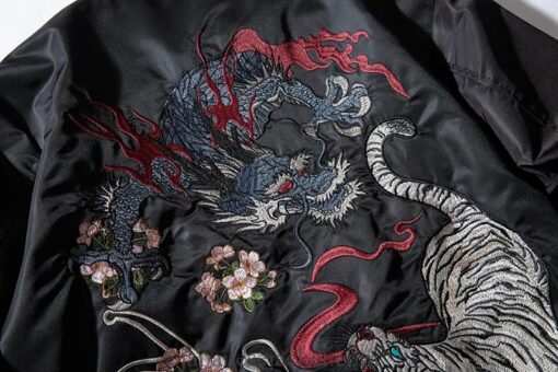 Legendary Embroidered Tiger Fighting Dragon Sukajan Japanese Jacket 1